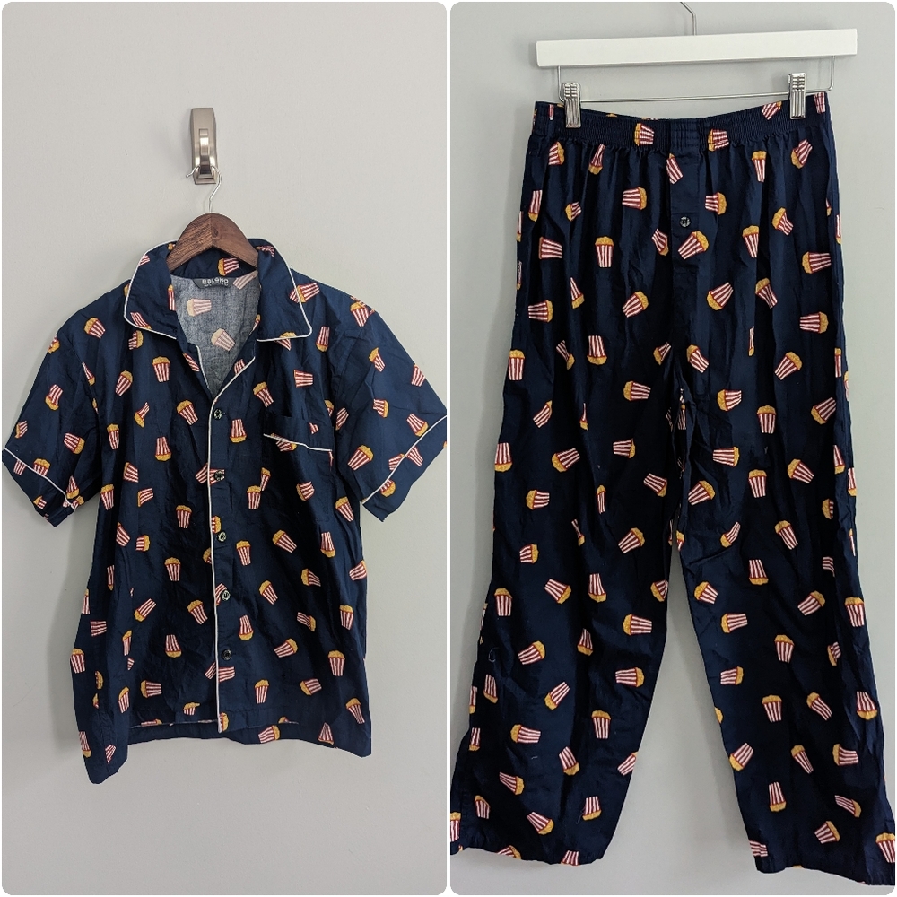 NEW Mens Baleno Popcorn Cotton Pajamas Unisex Large